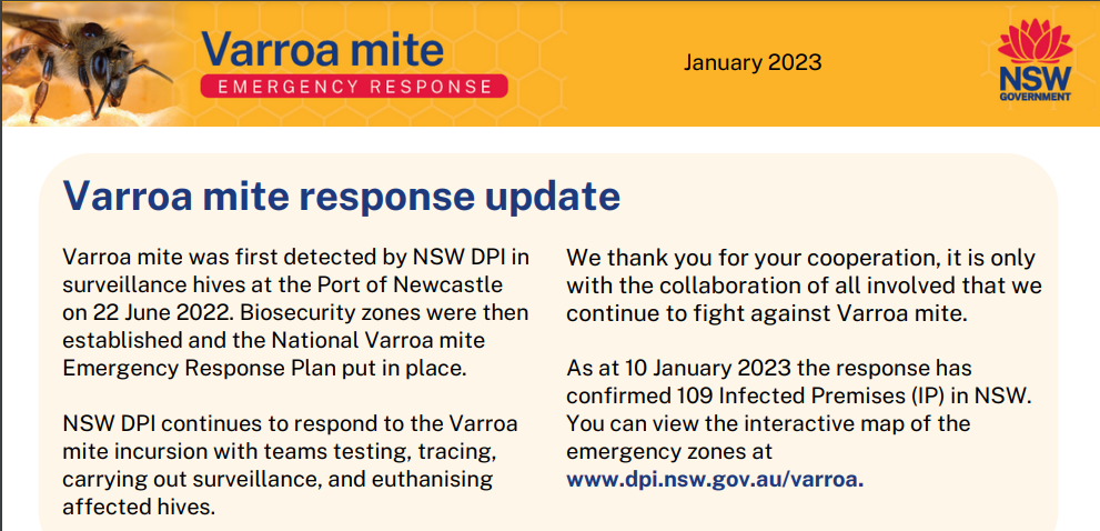 Varroa info AU Varroa in Australia